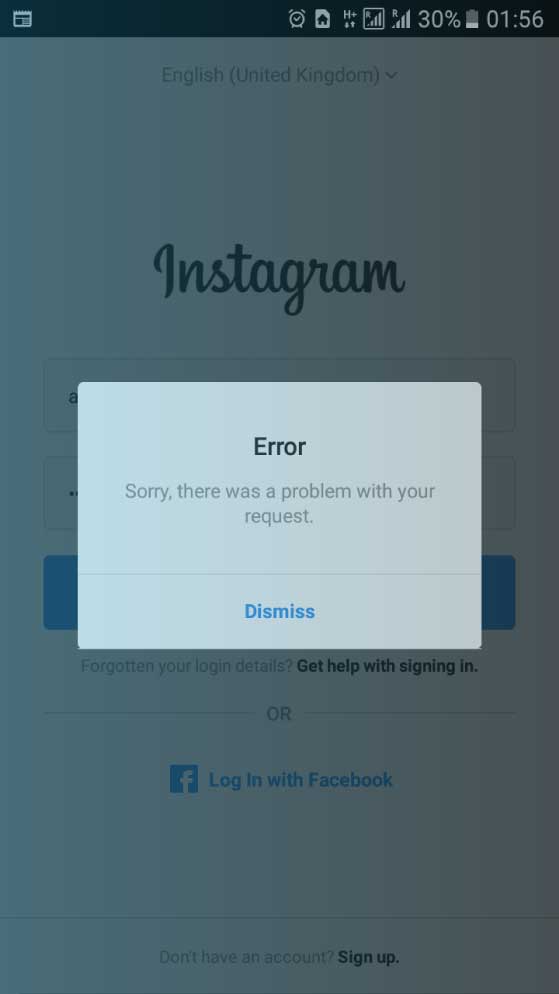 Instagram login issue
